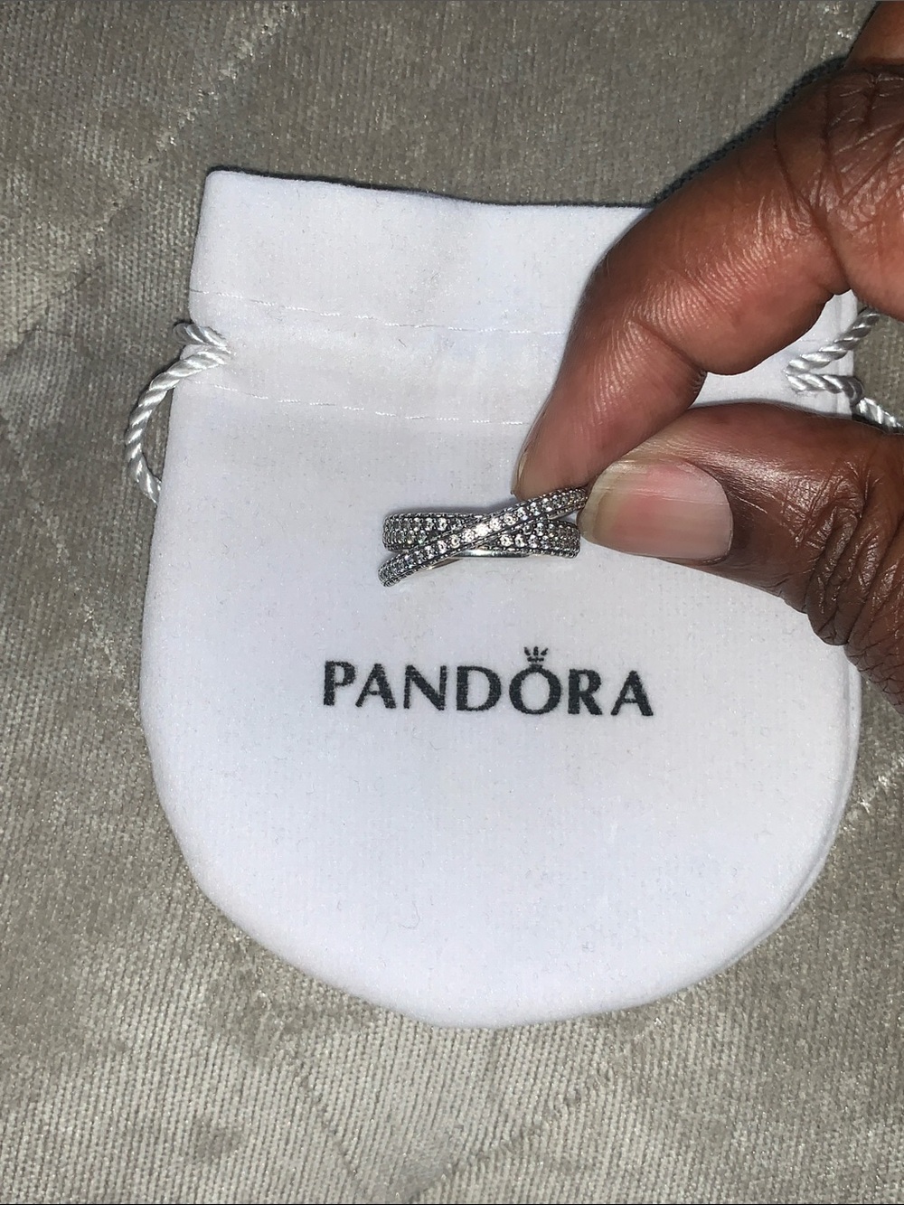 Pandora Silver Pavé Wrap Ring with Sparkling Bands